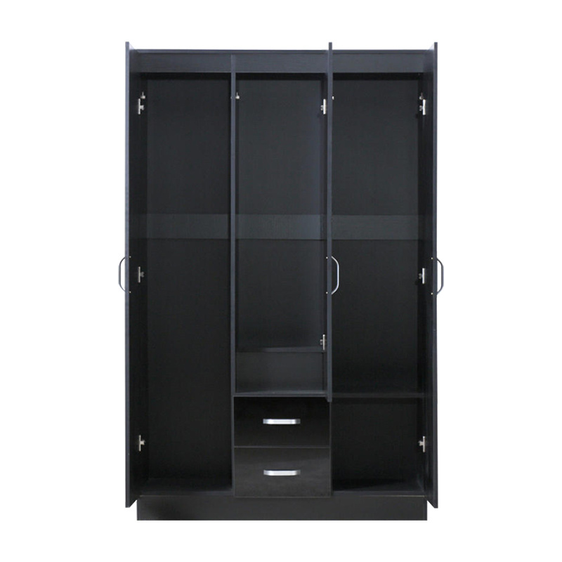 Simple Style Bedroom Black Wall Wardrobe Design Wooden Multi-use Clothes Wardrobe Cabinet With Mirror