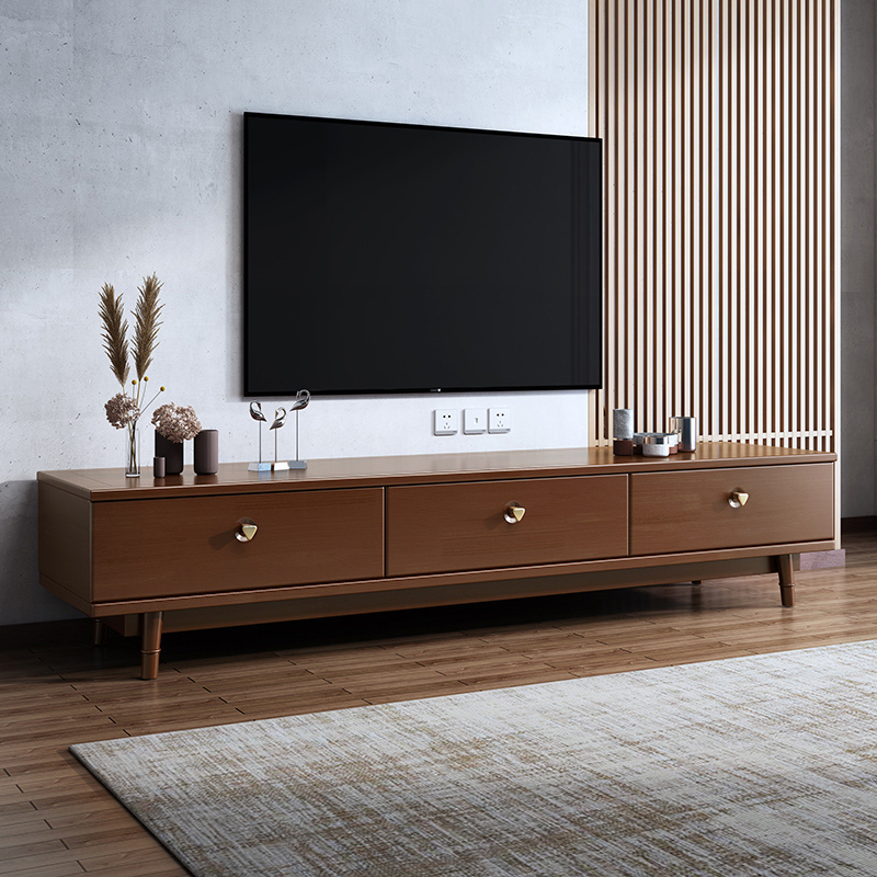 Nordic Living Room Furniture Natural Console Table Storage TV Cabinet TV Stand Wooden Modern Solid Wood TV Wall Units Designs