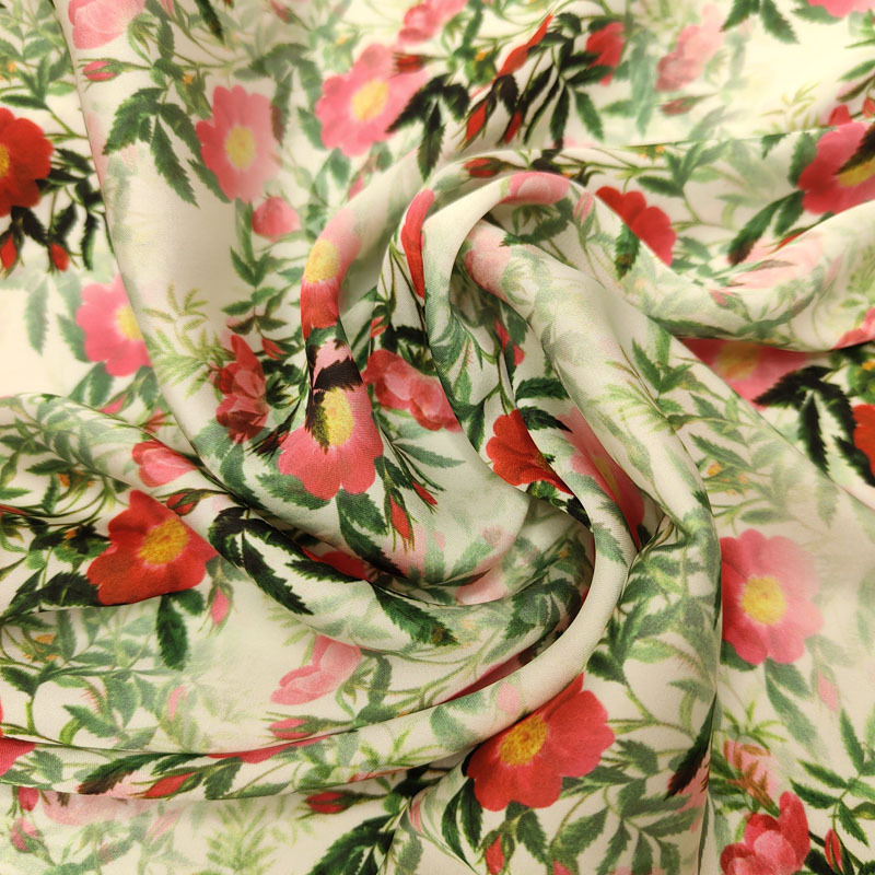 Digital printed lining fabric 100% polyester satin printed women's dress shirt fabric