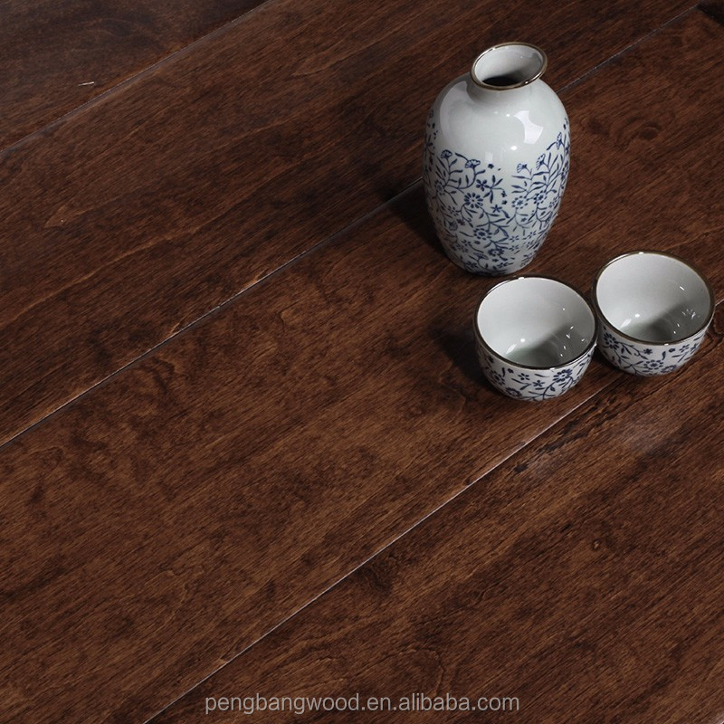 Top Species black Oak Wire-brushed Hard Wood Three Layer Engineered Wood Flooring