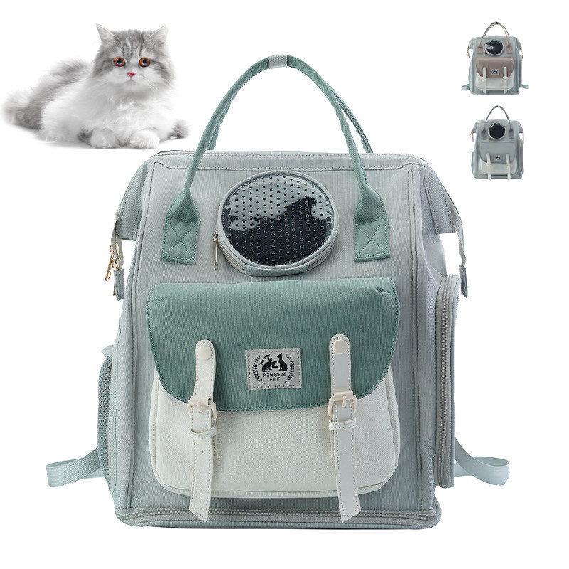 Outdoor Double Shoulder Bag Front Window Pet Travel Carrier Bag Breathable Backpack for Cat Puppy