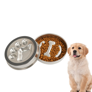 Washable Dishwasher Safe Slow Feeder Dog Bowls 304 Stainless Steel Dog Water Bowl for Small & Medium Sized Dogs