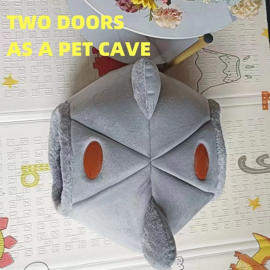 Anti-Slip Bottom Cat Cave Bed Cute Pet Bed for Indoor Cats House with Washable Removable Cushion