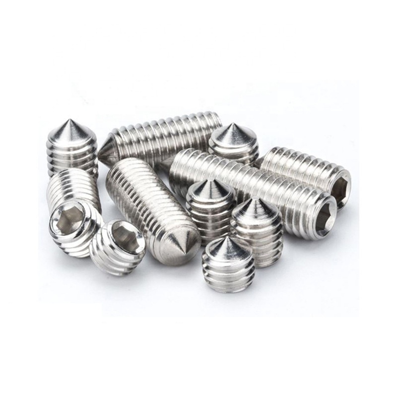 DIN914 M3 M4 M5 M6 M8 M10 M12 Grub Set Screw Stainless Steel A2 A4 Hex Hexagon Socket Set Screws With Cone Point