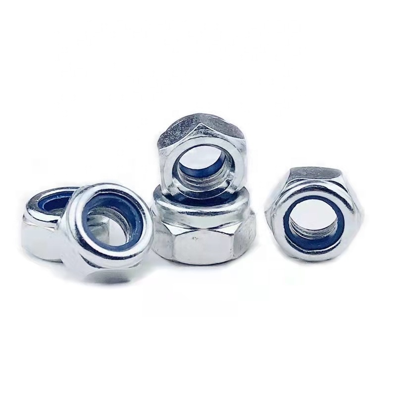 Manufacturer Wholesale Din985 M8-M12 Galvanized Carbon Steel Hex Nylock Nuts Nylon Self Locking Nylock Nut