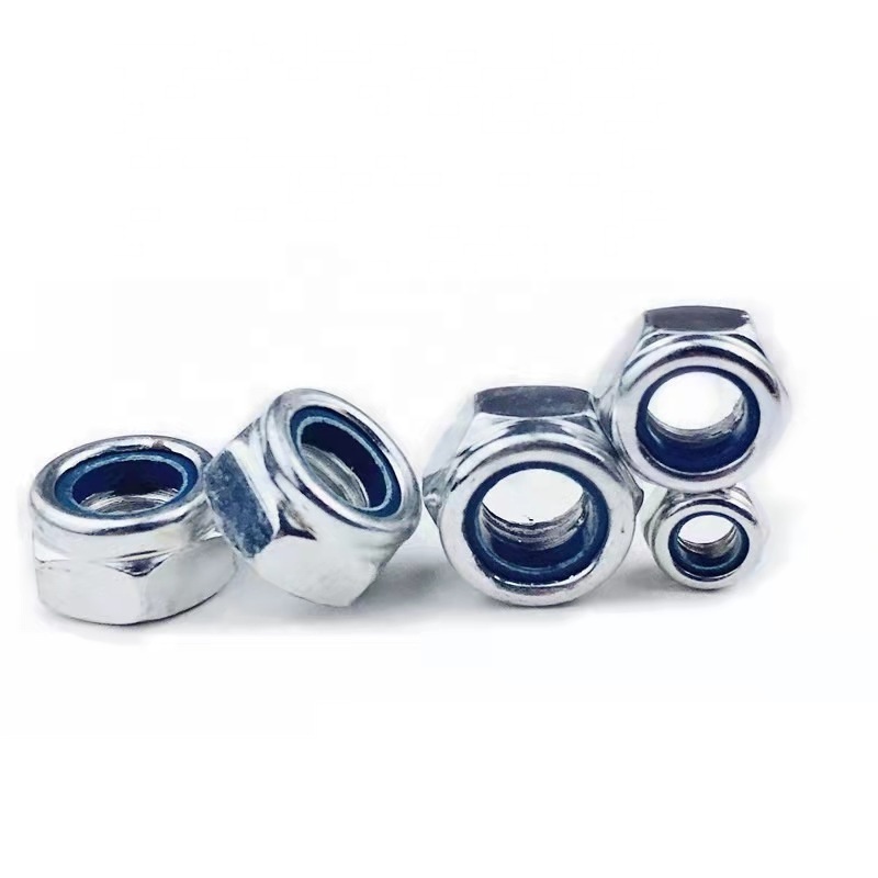 Manufacturer Wholesale Din985 M8-M12 Galvanized Carbon Steel Hex Nylock Nuts Nylon Self Locking Nylock Nut