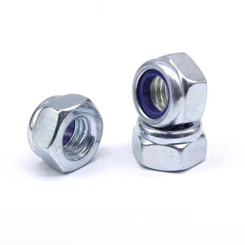 Manufacturer Wholesale Din985 M8-M12 Galvanized Carbon Steel Hex Nylock Nuts Nylon Self Locking Nylock Nut