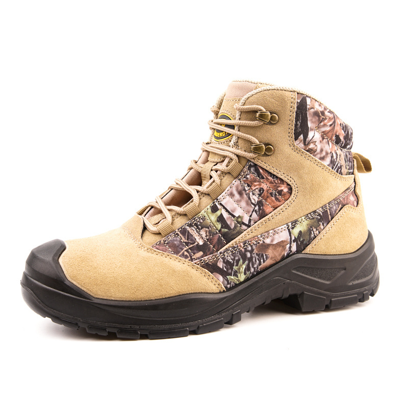 anti slip light weight steel toe shoes camouflage leather waterproof safety men's working boots