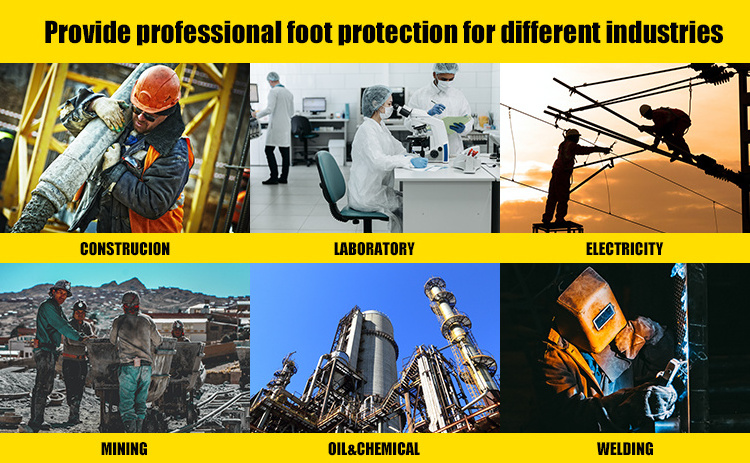 High ankle Genuine leather men rubber water proof work steel toe cap safety shoes boots