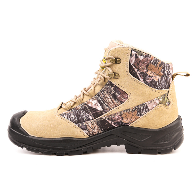 anti slip light weight steel toe shoes camouflage leather waterproof safety men's working boots