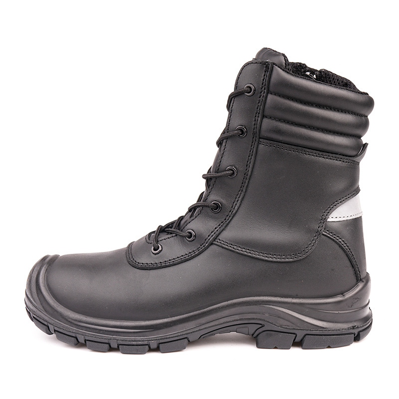 High ankle Genuine leather men rubber water proof work steel toe cap safety shoes boots