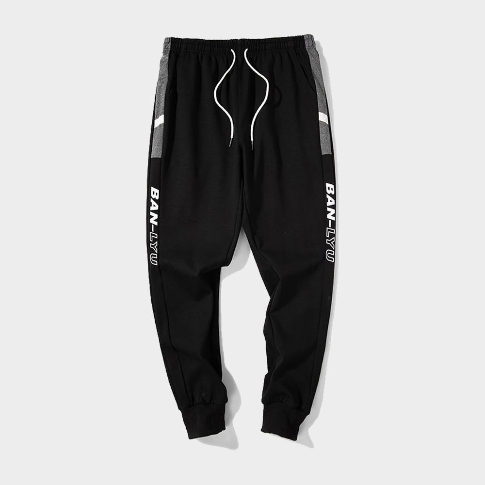 Factory  Oem Custom Casual Men Joggers Patchwork Pant Men Sport Trouser Hip Hop Sweat Pants Straight Leg Sweatpants