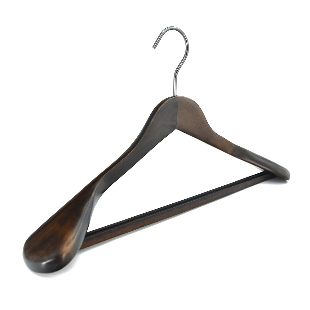 Deluxe Walnut Bulk Wooden Hanger Brand Suits Coat Garment Hanger Wooden Hangers for Clothes with Logo