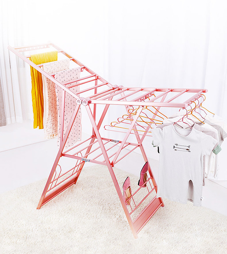 Balcony Aluminium Folding Laundry Rack Dryer Cloth Hanger Stand Collapsible Clothes Drying Rack