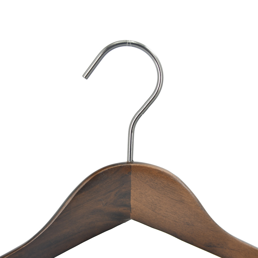 Deluxe Walnut Bulk Wooden Hanger Brand Suits Coat Garment Hanger Wooden Hangers for Clothes with Logo