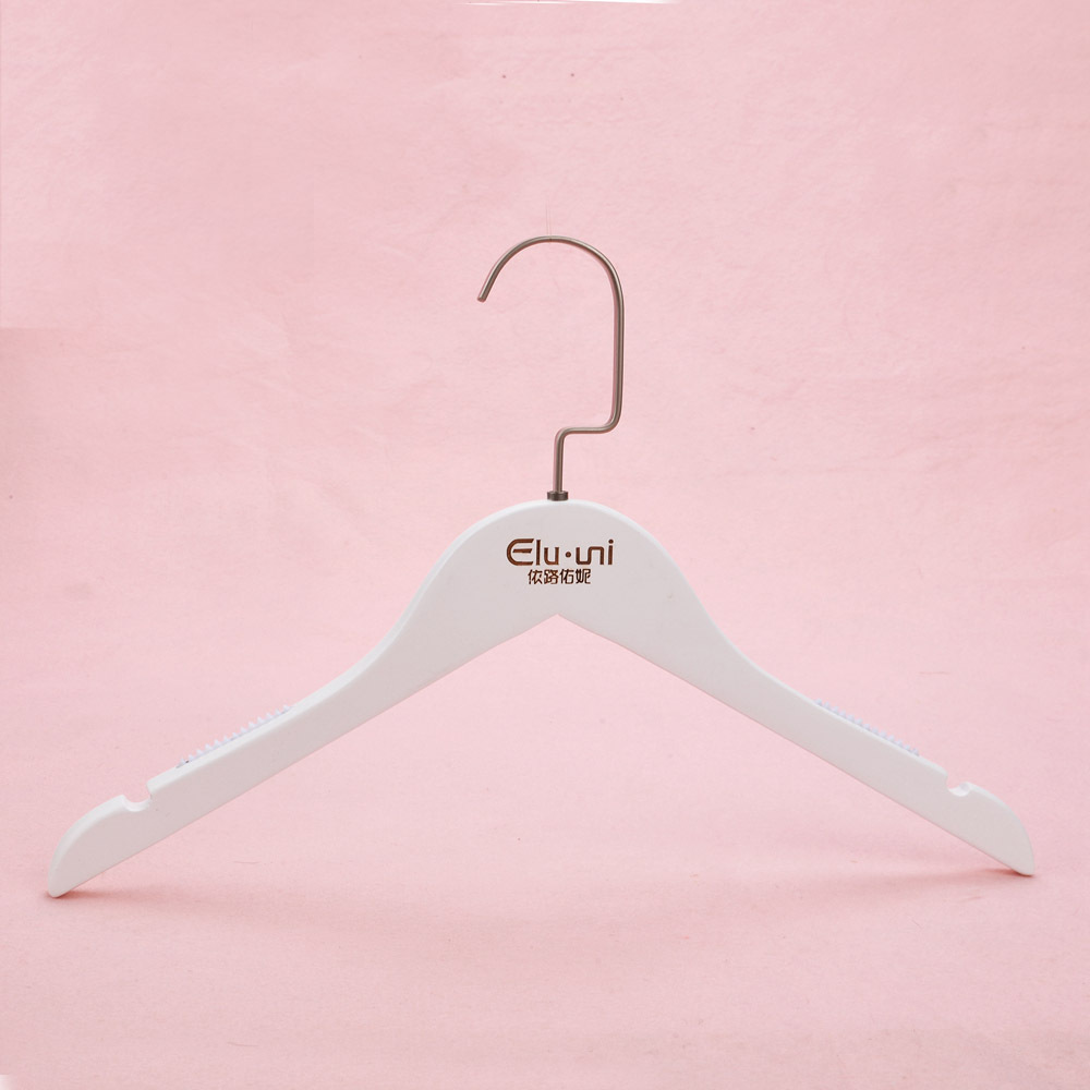 Luxury customized logo white hanger woman suit white wooden hanger gold hook wholesale