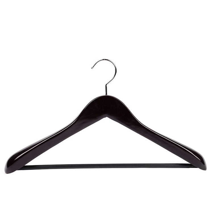 Manufacturer Custom Wooden Coat Hanger Luxury Hanger Brand Wide Wood Suit Hangers Black