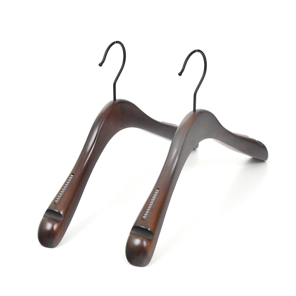 Custom logo Luxury Black Walnut Wooden Baby Suit Clothes Hangers with Clips