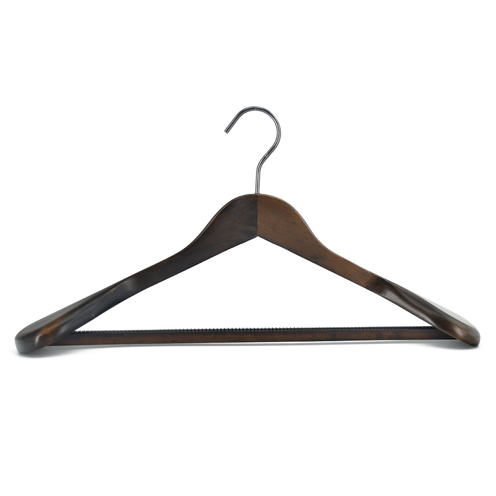 Deluxe Walnut Bulk Wooden Hanger Brand Suits Coat Garment Hanger Wooden Hangers for Clothes with Logo