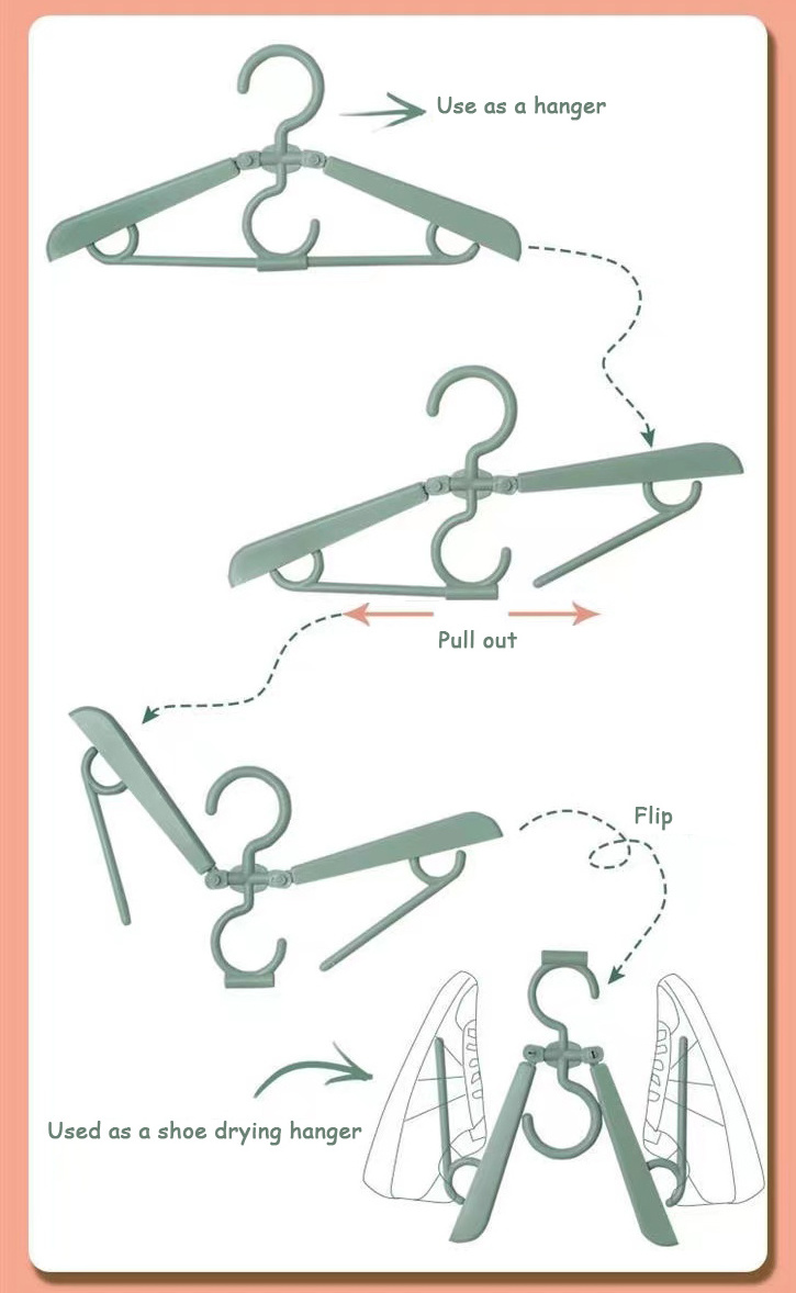 Multifunctional retractable plastic hanger with shoe rack, shoe hanger hook plastic,connection hooks clothes hanger