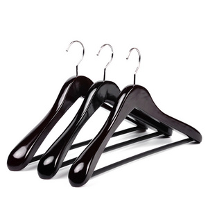 Manufacturer Custom Wooden Coat Hanger Luxury Hanger Brand Wide Wood Suit Hangers Black