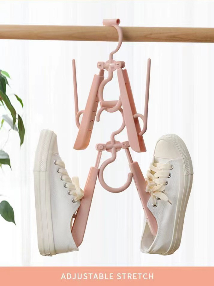 Multifunctional retractable plastic hanger with shoe rack, shoe hanger hook plastic,connection hooks clothes hanger