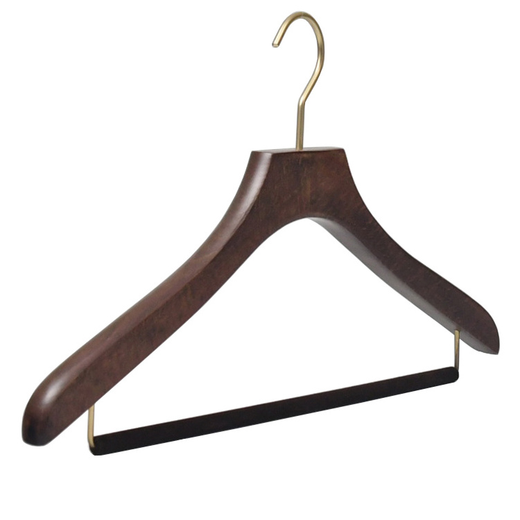 Custom Clothes Hanger Locked Bar Hotel Wooden Coat Hanger Rose Gold