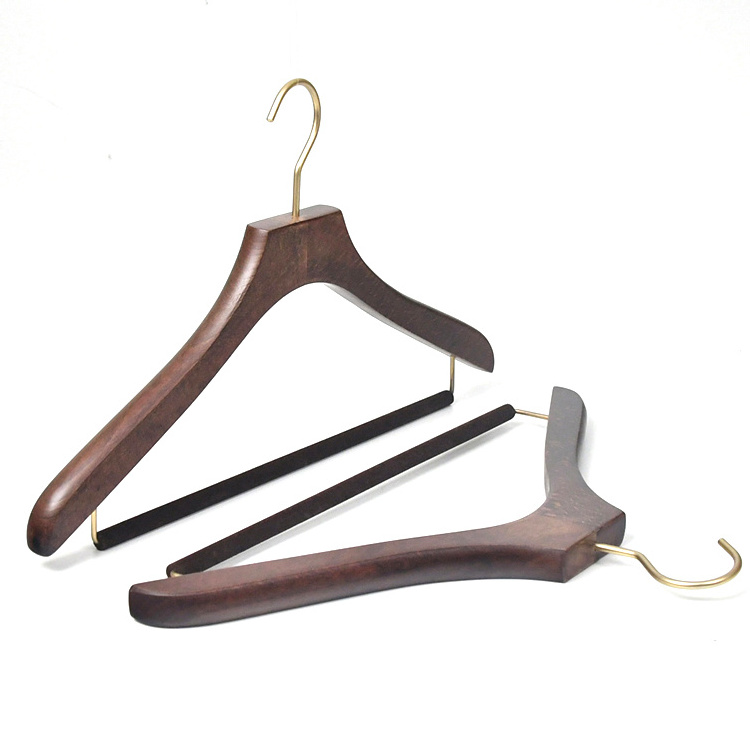 Custom Clothes Hanger Locked Bar Hotel Wooden Coat Hanger Rose Gold