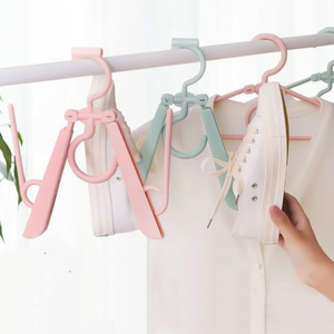 Multifunctional retractable plastic hanger with shoe rack, shoe hanger hook plastic,connection hooks clothes hanger