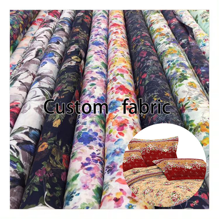 China company custom microfiber brushed polyester floral pattern print fabric for bed pillow case