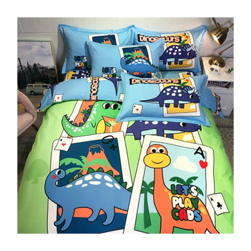 3 or 4pcs twin king size dinosaur bed sheet bedsheet quilts duvet cover custom cartoon bedding set kids for children