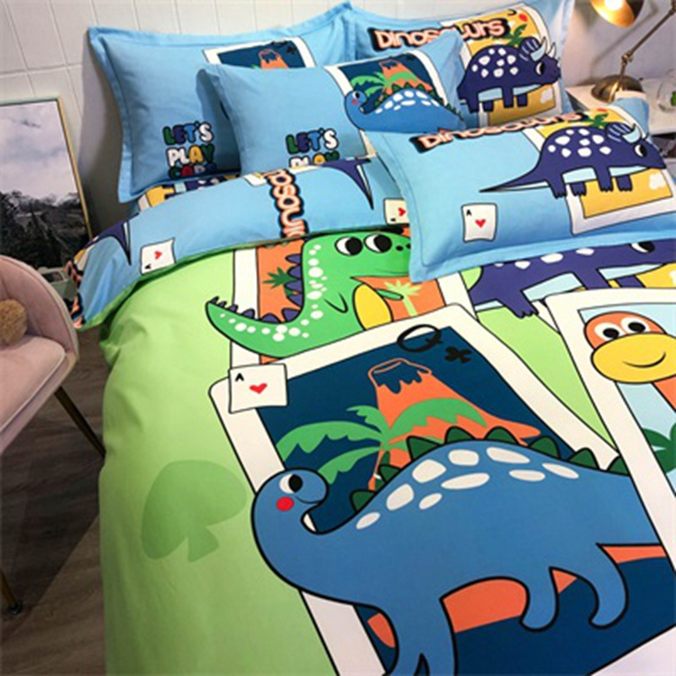 3 or 4pcs twin king size dinosaur bed sheet bedsheet quilts duvet cover custom cartoon bedding set kids for children