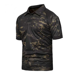 Outdoor Camouflage Tactical T-shirt Short Sleeves Lapel Collar