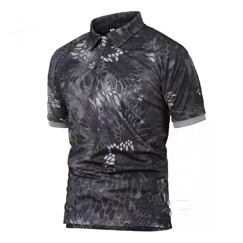 Outdoor Camouflage Tactical T-shirt Short Sleeves Lapel Collar