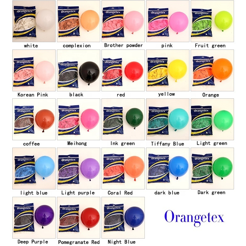 Orangetex factory Wholesale 10 inch 100 pcs package latex helium quality balloons for party decoration