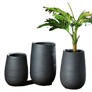 Black color high temperature indoor and outdoor decorative ceramic pottery large flower pots