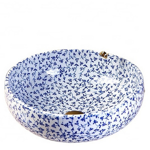 China handmade blue and white ceramic bathroom antique basin