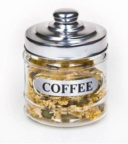 hotsale kitchen & tabletop glass kitchen jar for coffee sugar tea with silver lid