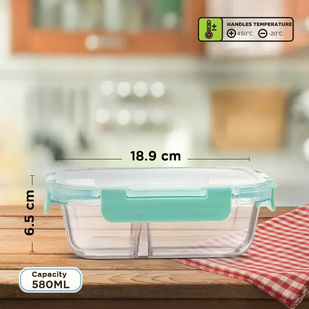 Food Safe Microwave Oven Safe Glass Lunch Box with Break Free Detachable Lock