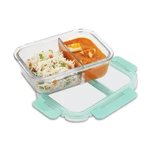 Food Safe Microwave Oven Safe Glass Lunch Box with Break Free Detachable Lock