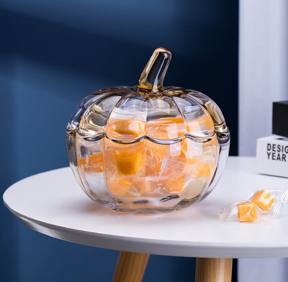 Creative Design Halloween Pumpkin Glass Candy Jars Tea Coffee Storage Jars Table Home Decoration Pendant Customized Logo