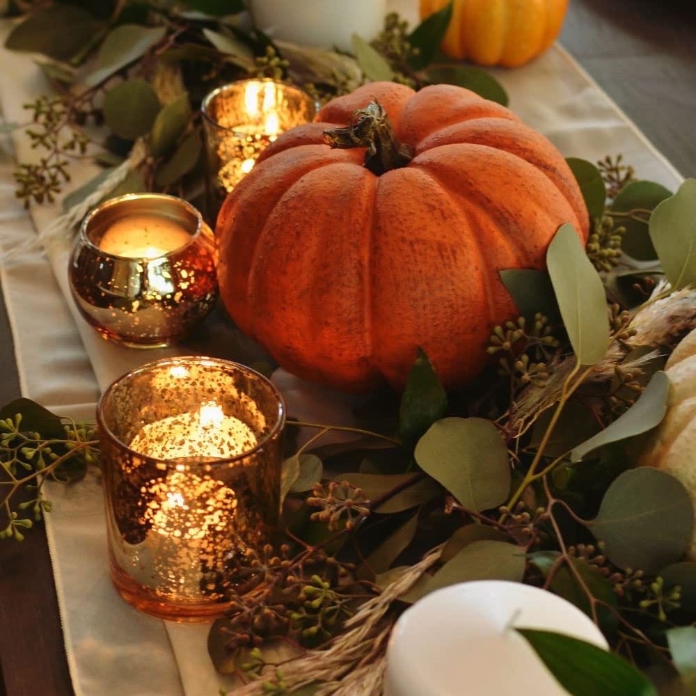 Round Glass Candle Holder, Gold Mercury Glass Votive Candle Holders