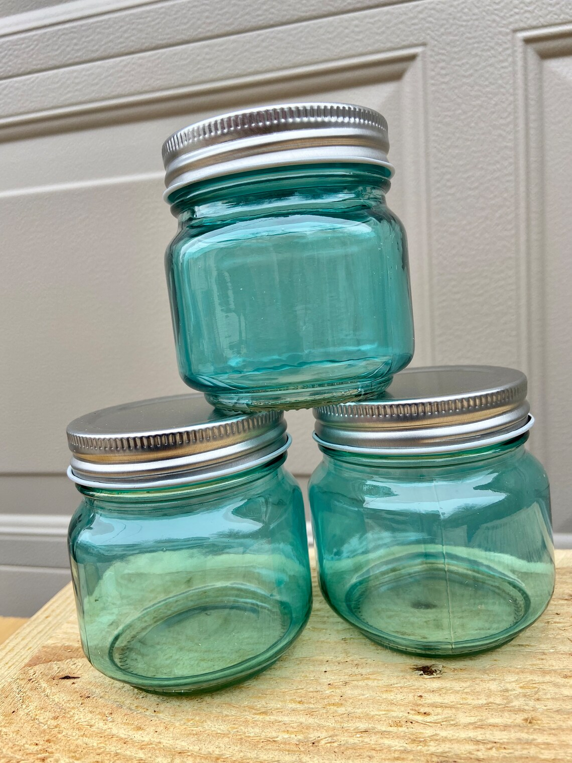 Half Pint Mason Jars - Clear Color glass, pink purple blue aqua yellow Storage candle