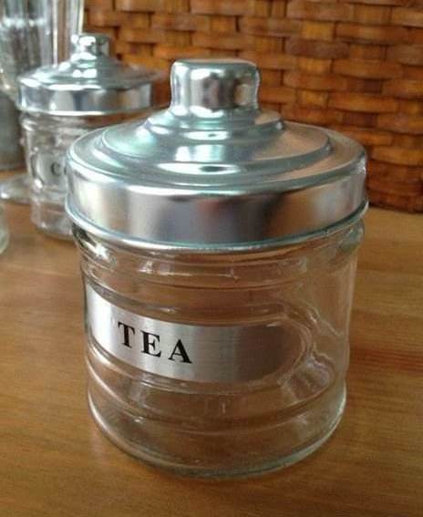 hotsale kitchen & tabletop glass kitchen jar for coffee sugar tea with silver lid