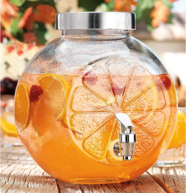 Lemon Shape Glass Cold Water Mason Jar Beverage Dispenser Glass Pitcher with Tap Spigot and Steel lid Drink Dispenser Mason Jar