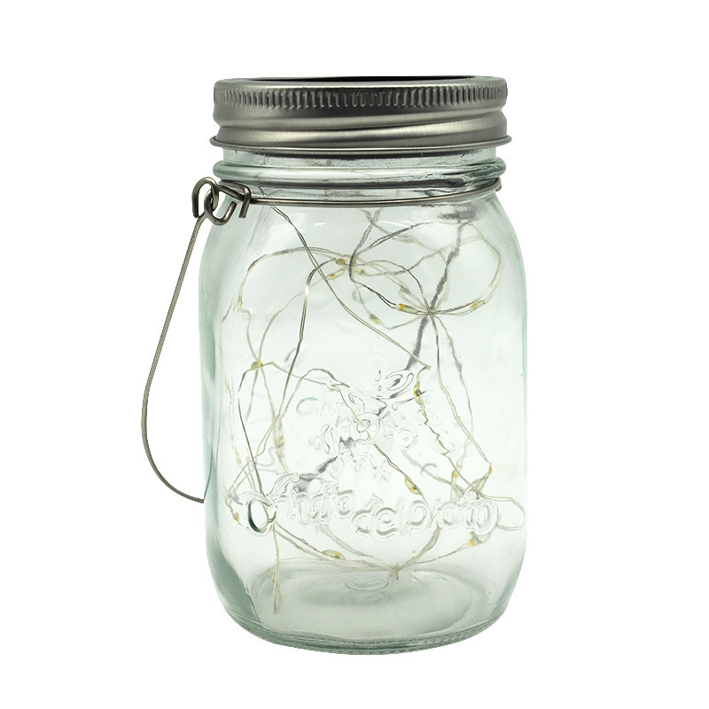 Wholesale New Mason Jar Light Solar Copper Wire Light String Glass Jar Wishing Light Home Balcony Hanging Lamp Decoration