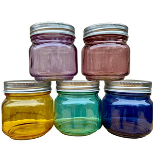 Half Pint Mason Jars - Clear Color glass, pink purple blue aqua yellow Storage candle