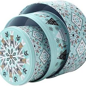 Christmas Round Candy Cookie Tins Storage Tins For Gift Giving, Extra Thick Metal - Large, Medium and Small Sizes