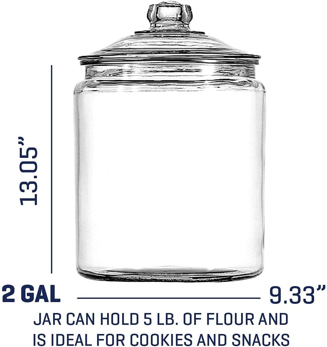 2 Gallon  Glass storage Jar with Lid for food storage