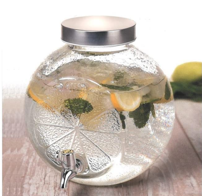 Lemon Shape Glass Cold Water Mason Jar Beverage Dispenser Glass Pitcher with Tap Spigot and Steel lid Drink Dispenser Mason Jar